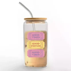 Outlet Kirklands Home Good Vibes Ticket Stub Glass Tumbler