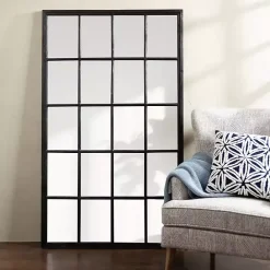 Outlet Kirklands Home Grande Black Window Pane Leaner Mirror