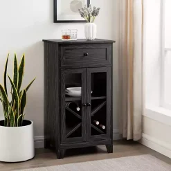 New Kirklands Home Graphite Double Door Reeves Cabinet Black