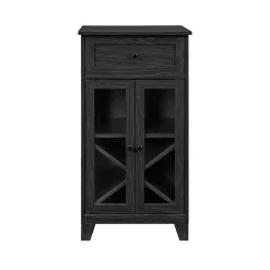 New Kirklands Home Graphite Double Door Reeves Cabinet Black