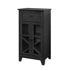 New Kirklands Home Graphite Double Door Reeves Cabinet Black