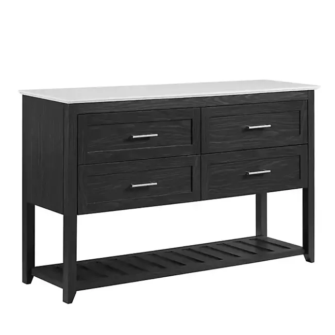 Online Kirklands Home Graphite Wood Storage Buffet with Faux Marble Top