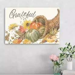 Outlet Kirklands Home Grateful Cornucopia Harvest Canvas Wall Plaque