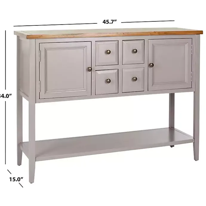 Kirklands Home & Oak 4-Drawer Charlotte Sideboard Gray