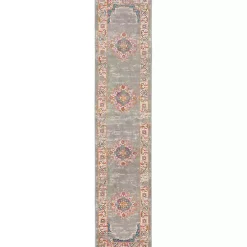 Kirklands Home Gray & Pink Central Motif Botanical Runner