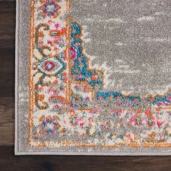 Kirklands Home Gray & Pink Central Motif Botanical Runner