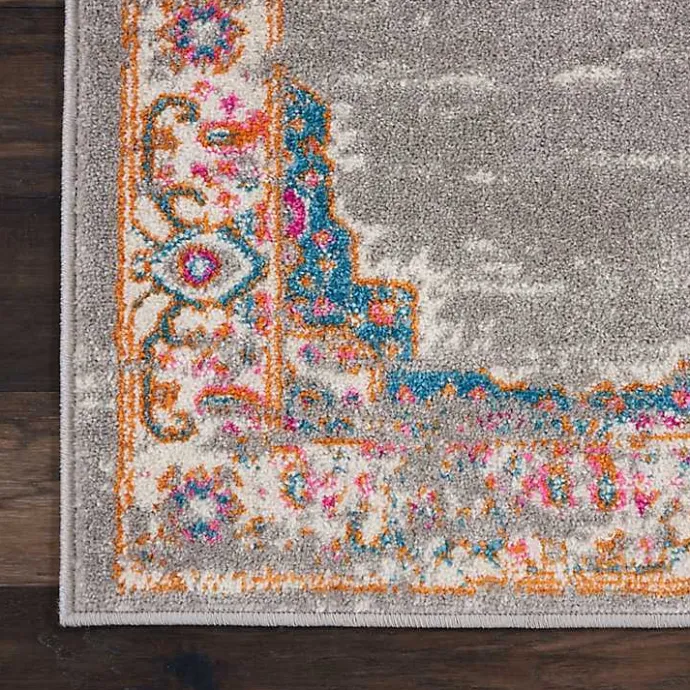 Clearance Kirklands Home Gray & Pink Central Motif Botanical Area Rug, 5x7