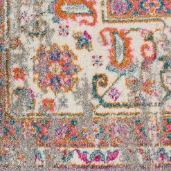 Kirklands Home Gray & Pink Central Motif Botanical Area Rug, 8x10