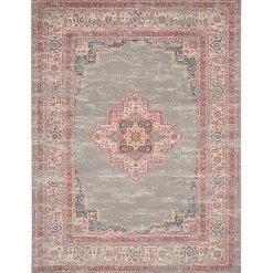 Hot Kirklands Home Gray & Pink Central Motif Botanical Area Rug, 9x12