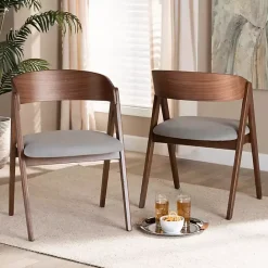 Outlet Kirklands Home & Walnut Danton Dining Chairs, Set of 2 Gray