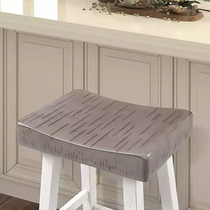 Hot Kirklands Home & White Backless Cooper Bar Stools, Set of 2 Gray