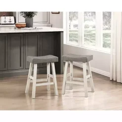 Best Kirklands Home & White Wood Counter Stools, Set of 2 Gray