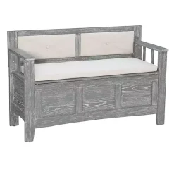 Online Kirklands Home Gray and Beige Carlton Storage Bench