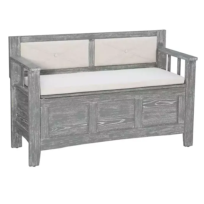 Online Kirklands Home Gray and Beige Carlton Storage Bench