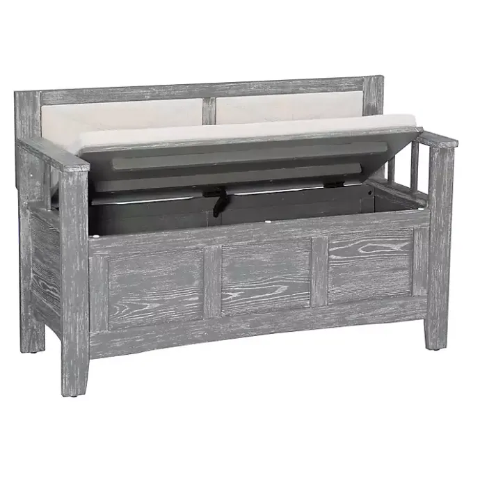 Online Kirklands Home Gray and Beige Carlton Storage Bench