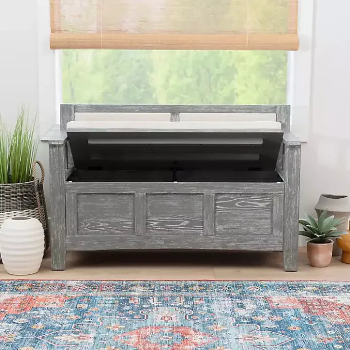 Online Kirklands Home Gray and Beige Carlton Storage Bench