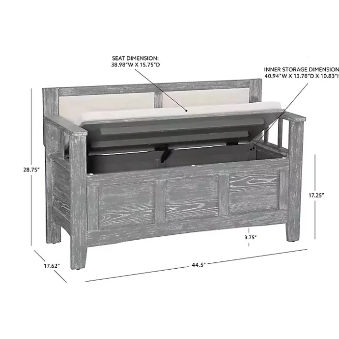 Online Kirklands Home Gray and Beige Carlton Storage Bench