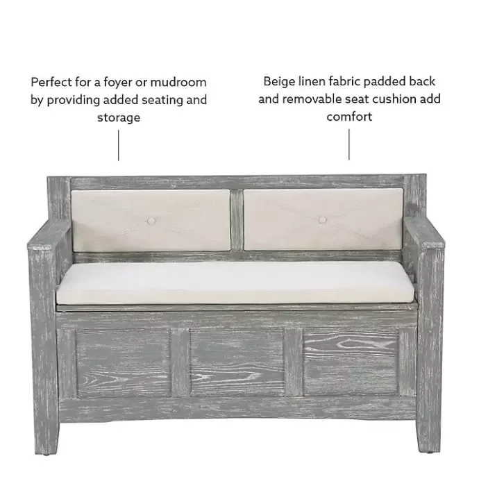 Online Kirklands Home Gray and Beige Carlton Storage Bench