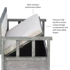 Online Kirklands Home Gray and Beige Carlton Storage Bench