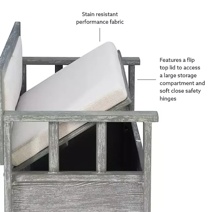 Online Kirklands Home Gray and Beige Carlton Storage Bench