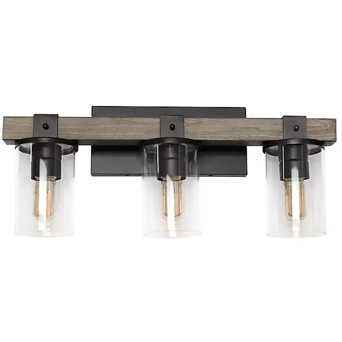 Discount Kirklands Home and Black Glass Shade Vanity Light Gray