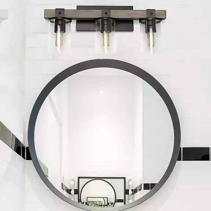 Discount Kirklands Home and Black Glass Shade Vanity Light Gray