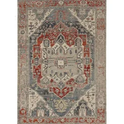 Sale Kirklands Home Gray and Blue Traditional Medallion Area Rug, 8x10
