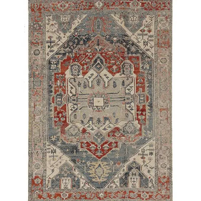 Sale Kirklands Home Gray and Blue Traditional Medallion Area Rug, 8x10