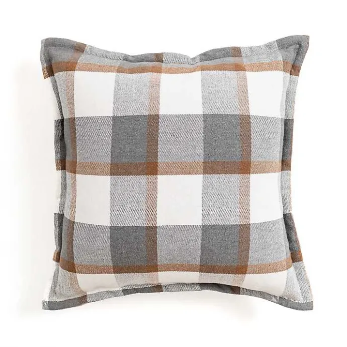 Best Kirklands Home Gray and Brown Plaid Throw Pillow
