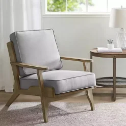 New Kirklands Home and Distressed Wooden Malibu Accent Chair Gray