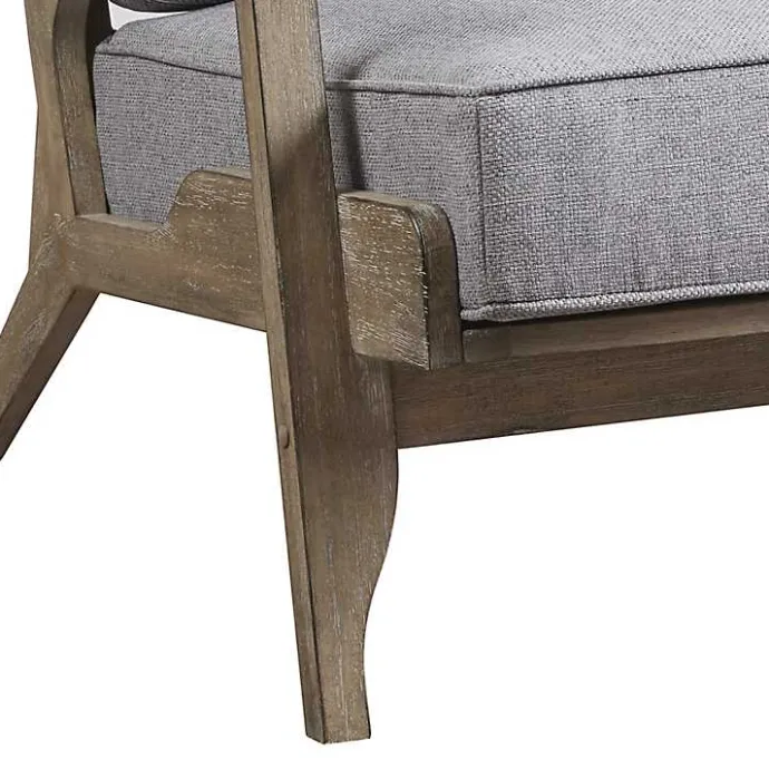 New Kirklands Home and Distressed Wooden Malibu Accent Chair Gray