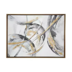 Outlet Kirklands Home Gray and Gold Abstract Framed Canvas Art Print