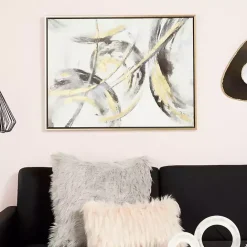 Outlet Kirklands Home Gray and Gold Abstract Framed Canvas Art Print