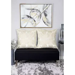 Outlet Kirklands Home Gray and Gold Abstract Framed Canvas Art Print