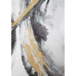 Outlet Kirklands Home Gray and Gold Abstract Framed Canvas Art Print