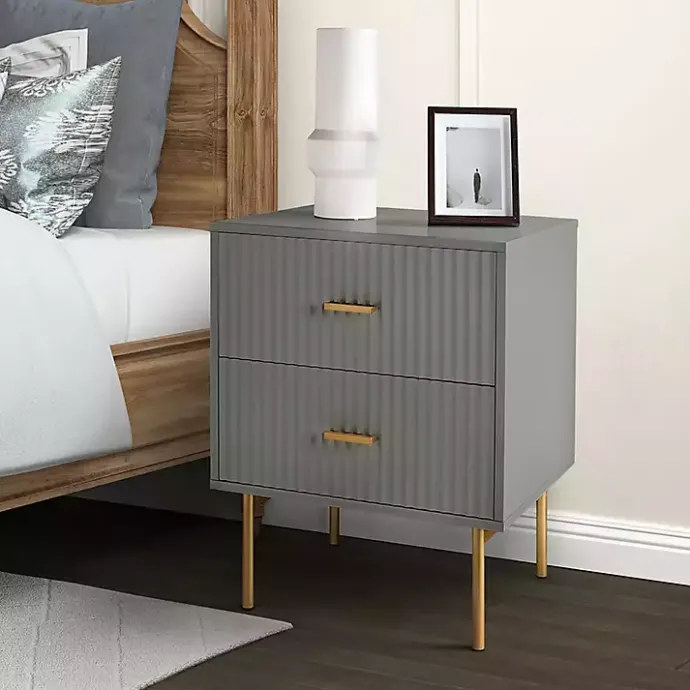 Sale Kirklands Home and Gold Modern Ceandro Nightstand Gray