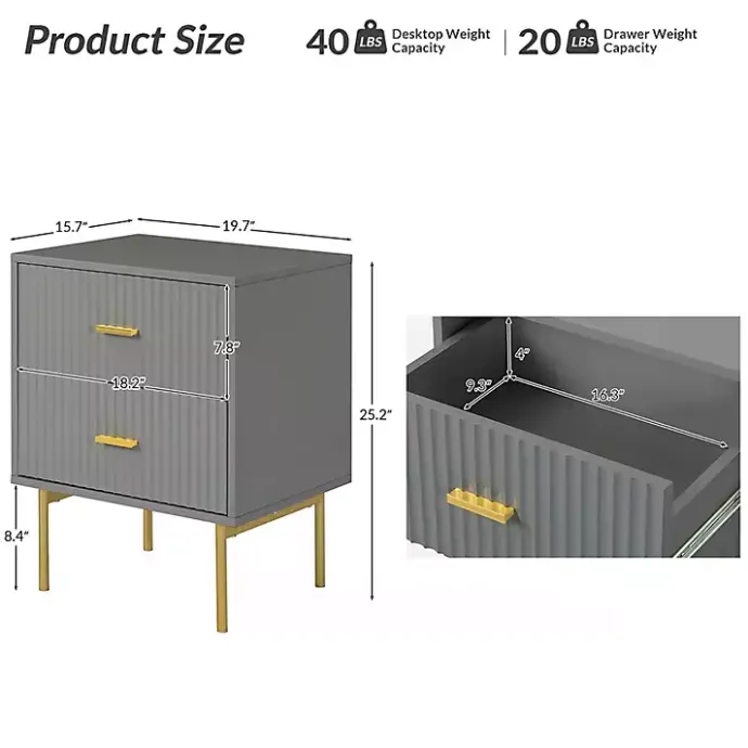 Sale Kirklands Home and Gold Modern Ceandro Nightstand Gray