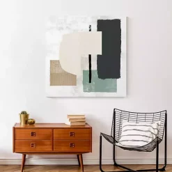 Best Kirklands Home Gray and Green Abstract Geometric Canvas Wall Art