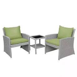 Clearance Kirklands Home Gray and 3-pc. Wicker Chat Set Green
