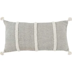 Hot Kirklands Home Gray and Ivory Artisanal Striped Lumbar Pillow