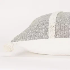 Hot Kirklands Home Gray and Ivory Artisanal Striped Lumbar Pillow