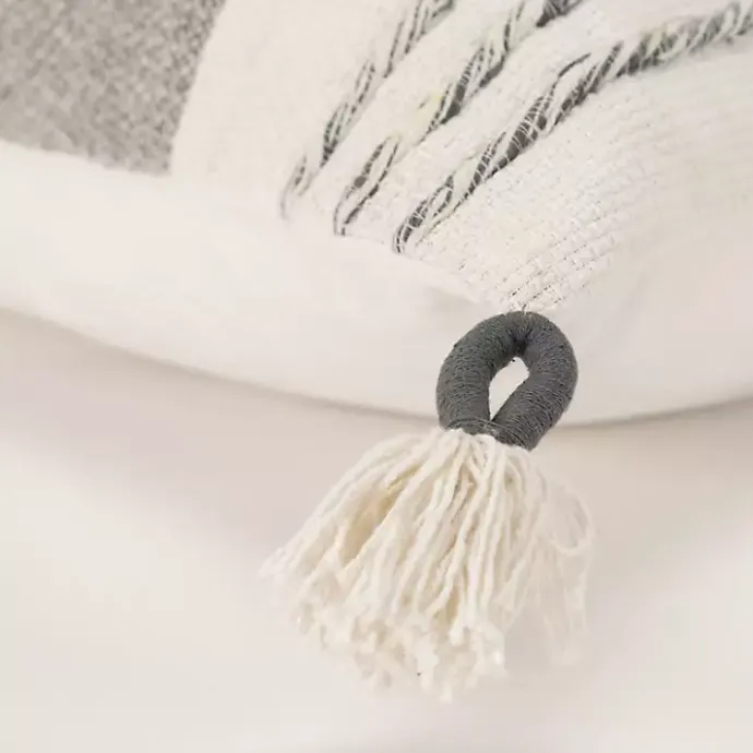 Sale Kirklands Home Gray and Ivory Color Block Pillow