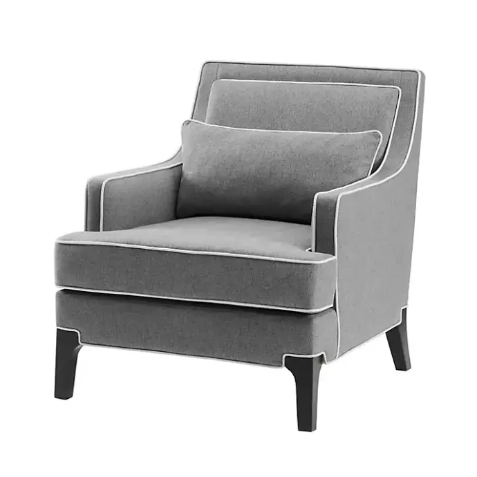 Discount Kirklands Home and Ivory Trim Upholstered Armchair Gray