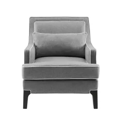Discount Kirklands Home and Ivory Trim Upholstered Armchair Gray