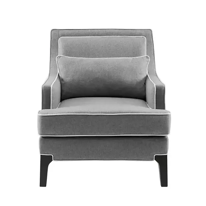 Discount Kirklands Home and Ivory Trim Upholstered Armchair Gray