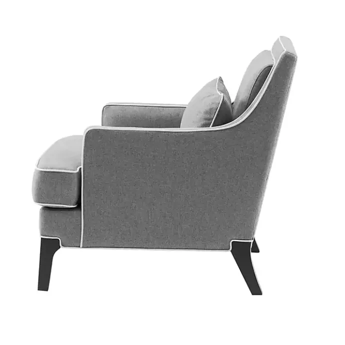 Discount Kirklands Home and Ivory Trim Upholstered Armchair Gray