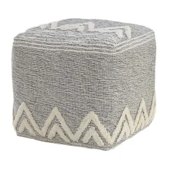 Clearance Kirklands Home Gray and Ivory Tufted Peak Pouf