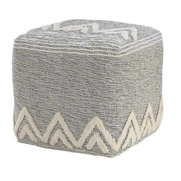 Clearance Kirklands Home Gray and Ivory Tufted Peak Pouf
