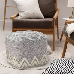 Clearance Kirklands Home Gray and Ivory Tufted Peak Pouf