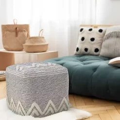 Clearance Kirklands Home Gray and Ivory Tufted Peak Pouf